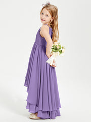 Chiffon Junior Bridesmaid Dresses Asymmetrical Cascading Skirt Tahiti