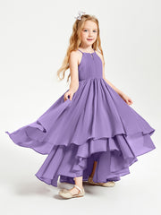 Chiffon Junior Bridesmaid Dresses Asymmetrical Cascading Skirt Tahiti