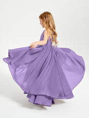 Chiffon Junior Bridesmaid Dresses Asymmetrical Cascading Skirt Tahiti