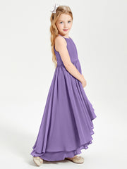 Chiffon Junior Bridesmaid Dresses Asymmetrical Cascading Skirt Tahiti