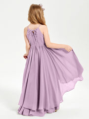 Chiffon Junior Bridesmaid Dresses Asymmetrical Cascading Skirt Wisteria