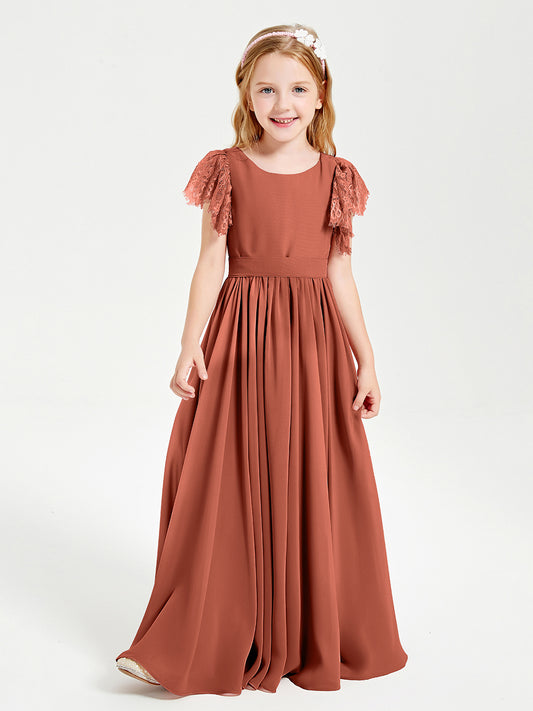 Halter Neckline Chiffon Junior Bridesmaid Dresses Mist