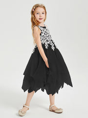 Tulle Tea Length Junior Bridesmaid Dresses Black