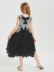 Tulle Tea Length Junior Bridesmaid Dresses Black