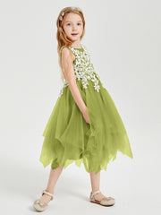 Tulle Tea Length Junior Bridesmaid Dresses Clover
