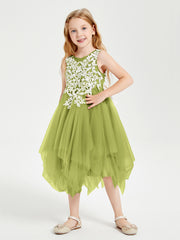 Tulle Tea Length Junior Bridesmaid Dresses Clover