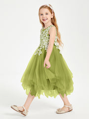 Tulle Tea Length Junior Bridesmaid Dresses Clover