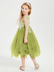 Tulle Tea Length Junior Bridesmaid Dresses Clover