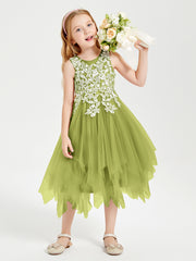 Tulle Tea Length Junior Bridesmaid Dresses Clover