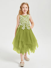 Tulle Tea Length Junior Bridesmaid Dresses Clover