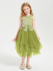 Tulle Tea Length Junior Bridesmaid Dresses Clover