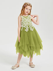 Tulle Tea Length Junior Bridesmaid Dresses Clover