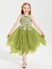 Tulle Tea Length Junior Bridesmaid Dresses Clover