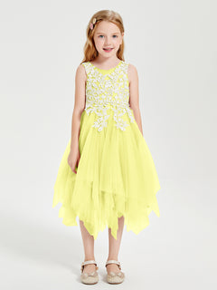 Tulle Tea Length Junior Bridesmaid Dresses Daffodil