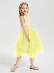 Tulle Tea Length Junior Bridesmaid Dresses Daffodil