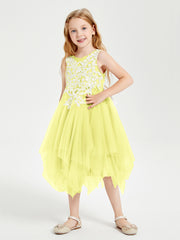 Tulle Tea Length Junior Bridesmaid Dresses Daffodil