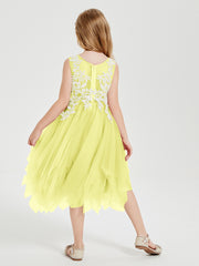 Tulle Tea Length Junior Bridesmaid Dresses Daffodil