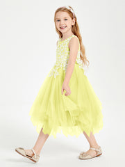 Tulle Tea Length Junior Bridesmaid Dresses Daffodil