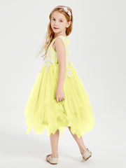 Tulle Tea Length Junior Bridesmaid Dresses Daffodil