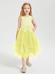Tulle Tea Length Junior Bridesmaid Dresses Daffodil