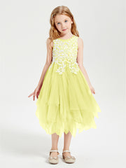 Tulle Tea Length Junior Bridesmaid Dresses Daffodil