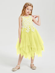 Tulle Tea Length Junior Bridesmaid Dresses Daffodil