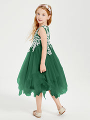 Tulle Tea Length Junior Bridesmaid Dresses Dark Green