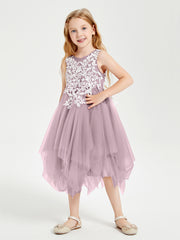 Tulle Tea Length Junior Bridesmaid Dresses Dusk