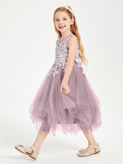 Tulle Tea Length Junior Bridesmaid Dresses Dusk