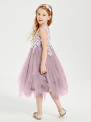 Tulle Tea Length Junior Bridesmaid Dresses Dusk