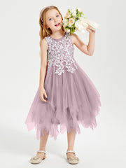 Tulle Tea Length Junior Bridesmaid Dresses Dusk