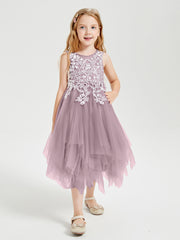 Tulle Tea Length Junior Bridesmaid Dresses Dusk