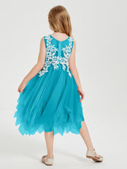 Tulle Tea Length Junior Bridesmaid Dresses Jade