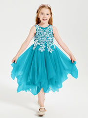 Tulle Tea Length Junior Bridesmaid Dresses Jade