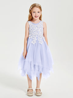 Tulle Tea Length Junior Bridesmaid Dresses Lavender