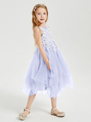 Tulle Tea Length Junior Bridesmaid Dresses Lavender