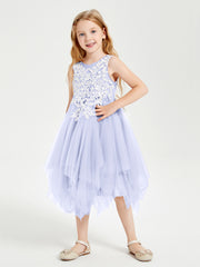 Tulle Tea Length Junior Bridesmaid Dresses Lavender