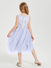 Tulle Tea Length Junior Bridesmaid Dresses Lavender
