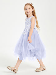 Tulle Tea Length Junior Bridesmaid Dresses Lavender