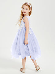 Tulle Tea Length Junior Bridesmaid Dresses Lavender