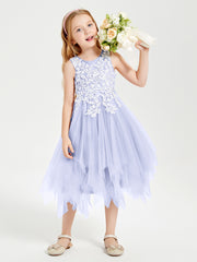 Tulle Tea Length Junior Bridesmaid Dresses Lavender
