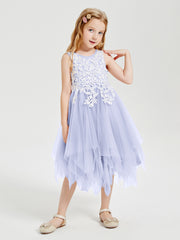 Tulle Tea Length Junior Bridesmaid Dresses Lavender