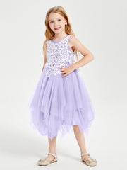 Tulle Tea Length Junior Bridesmaid Dresses Lilac