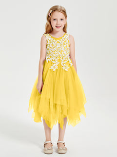 Tulle Tea Length Junior Bridesmaid Dresses Marigold