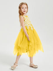 Tulle Tea Length Junior Bridesmaid Dresses Marigold