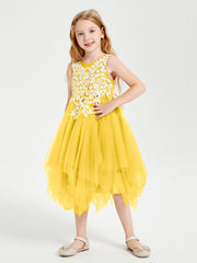Tulle Tea Length Junior Bridesmaid Dresses Marigold