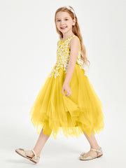 Tulle Tea Length Junior Bridesmaid Dresses Marigold