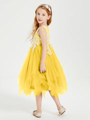 Tulle Tea Length Junior Bridesmaid Dresses Marigold