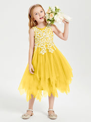 Tulle Tea Length Junior Bridesmaid Dresses Marigold