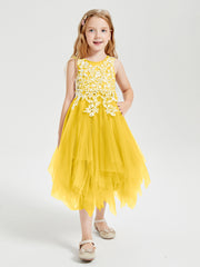 Tulle Tea Length Junior Bridesmaid Dresses Marigold